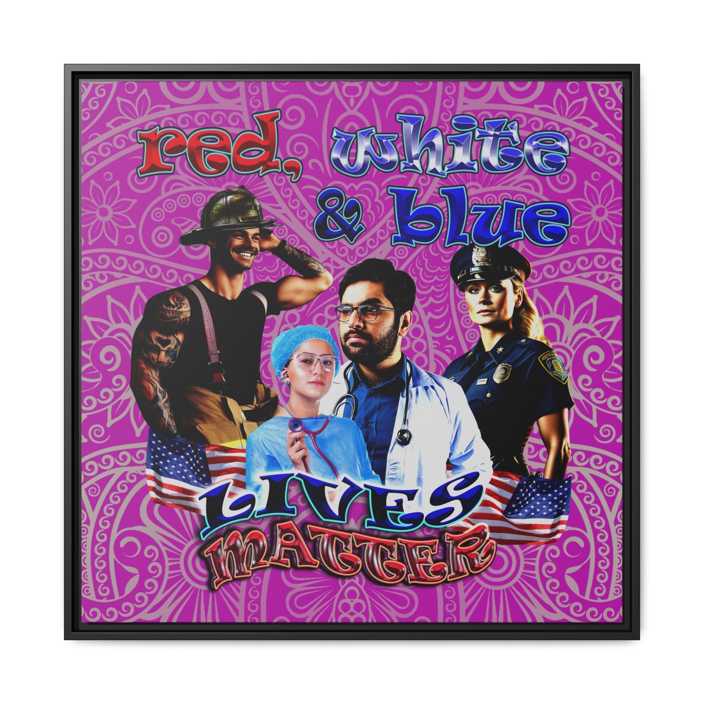 rw&b lives matter - framed canvas art (pink swirl)