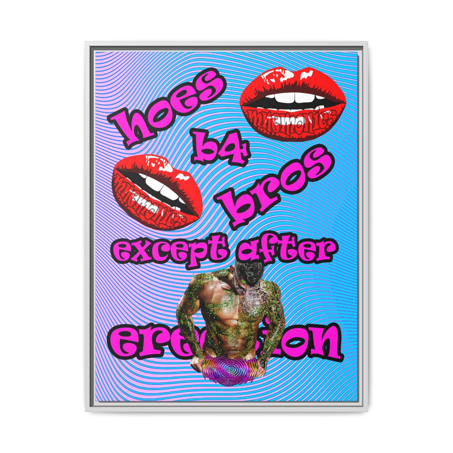 hoes b4 bros - framed canvas art (light blue-purple wave)