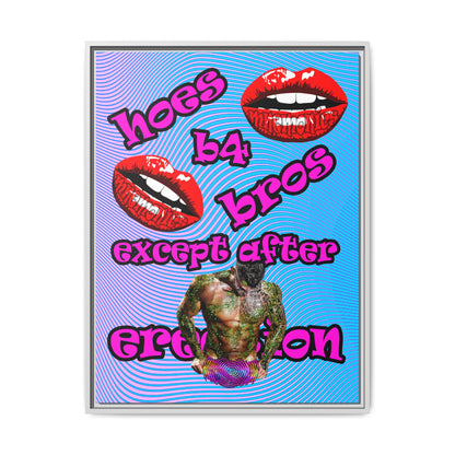 hoes b4 bros - framed canvas art (light blue-purple wave)