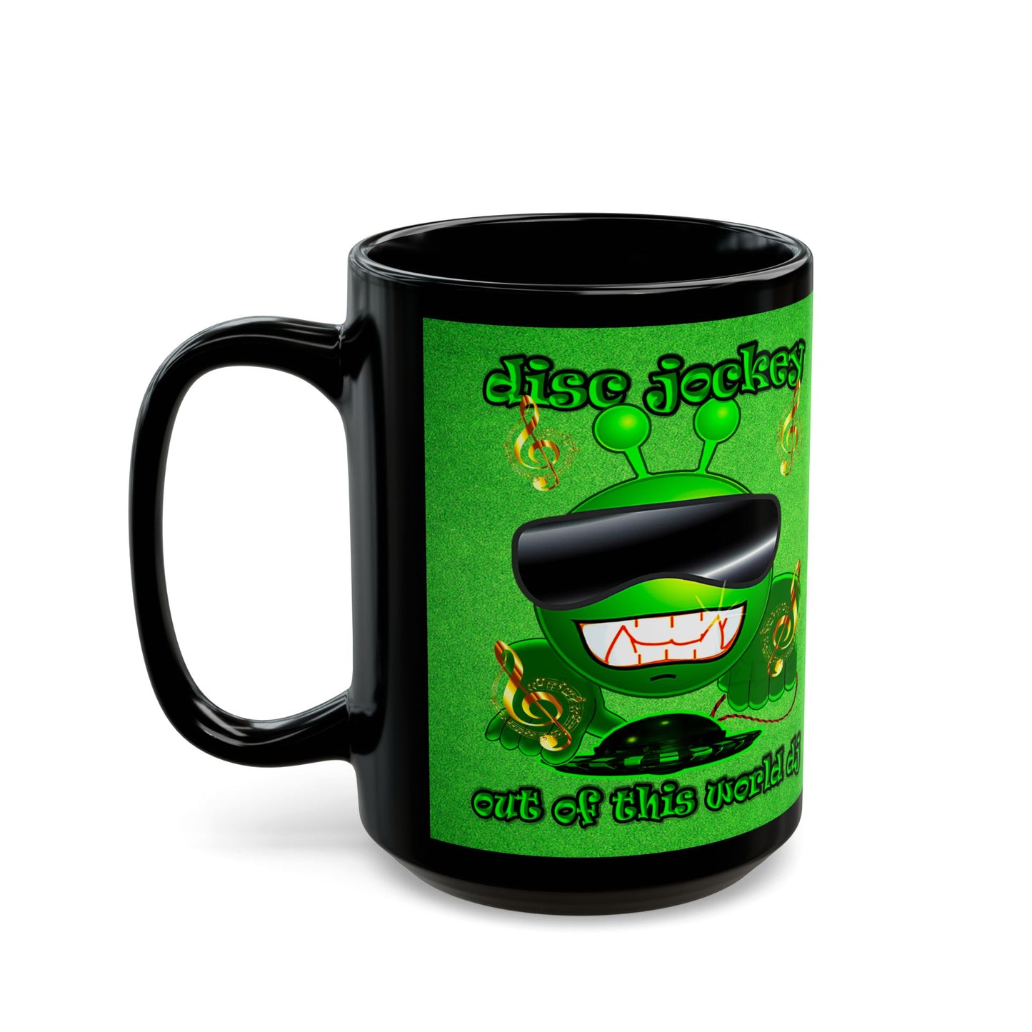 disc jockey - Black Mug (green turf)