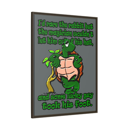 turtle race - framed canvas art (dark grey)