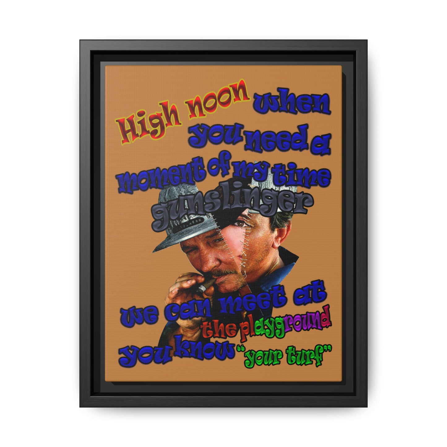 high noon - framed canvas art (light brown)