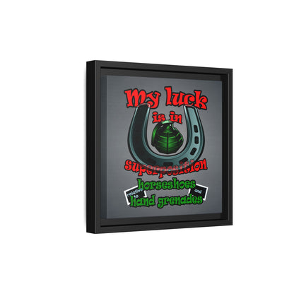 my luck - framed canvas art (grey-light grey)