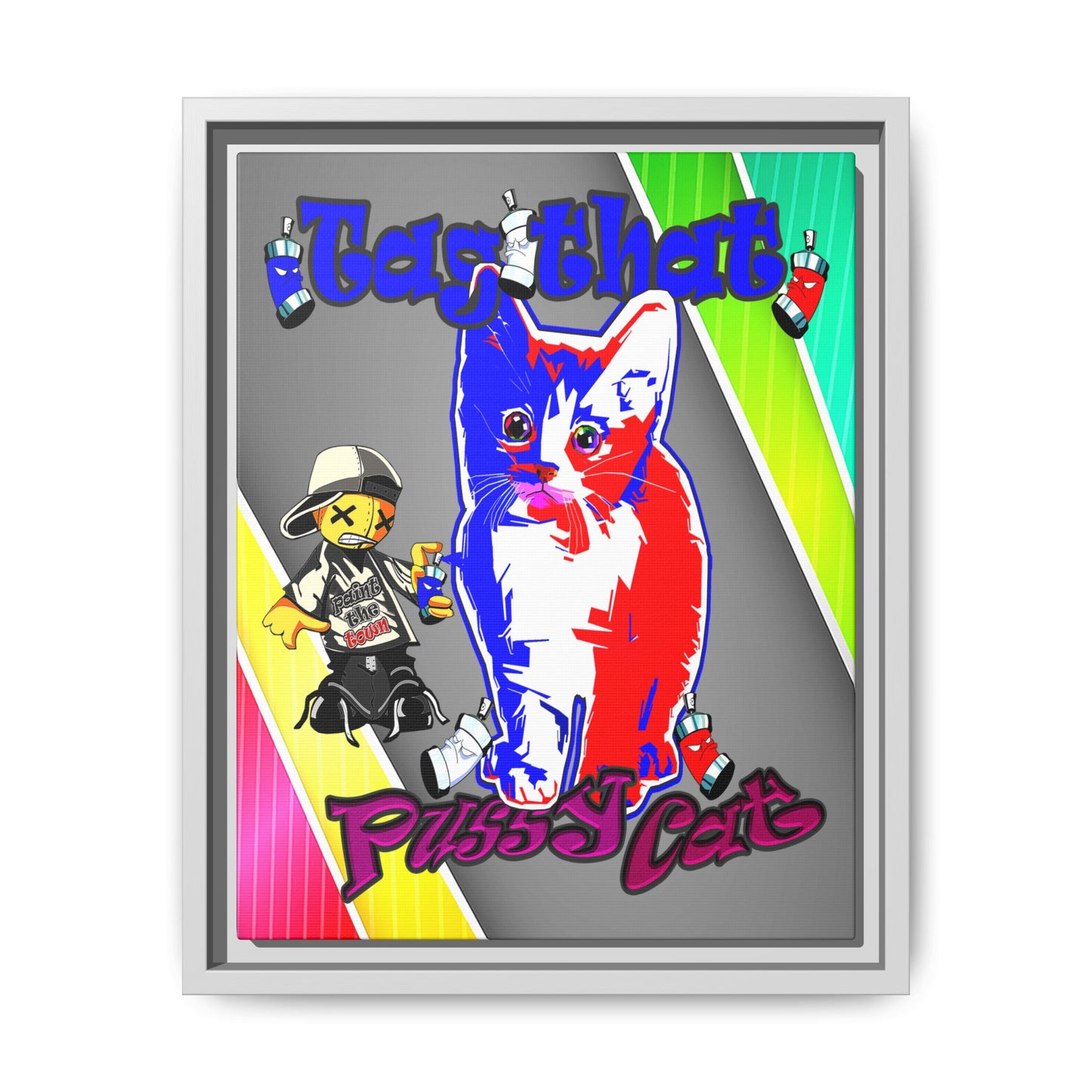 tag that - framed canvas art (rainbow split)