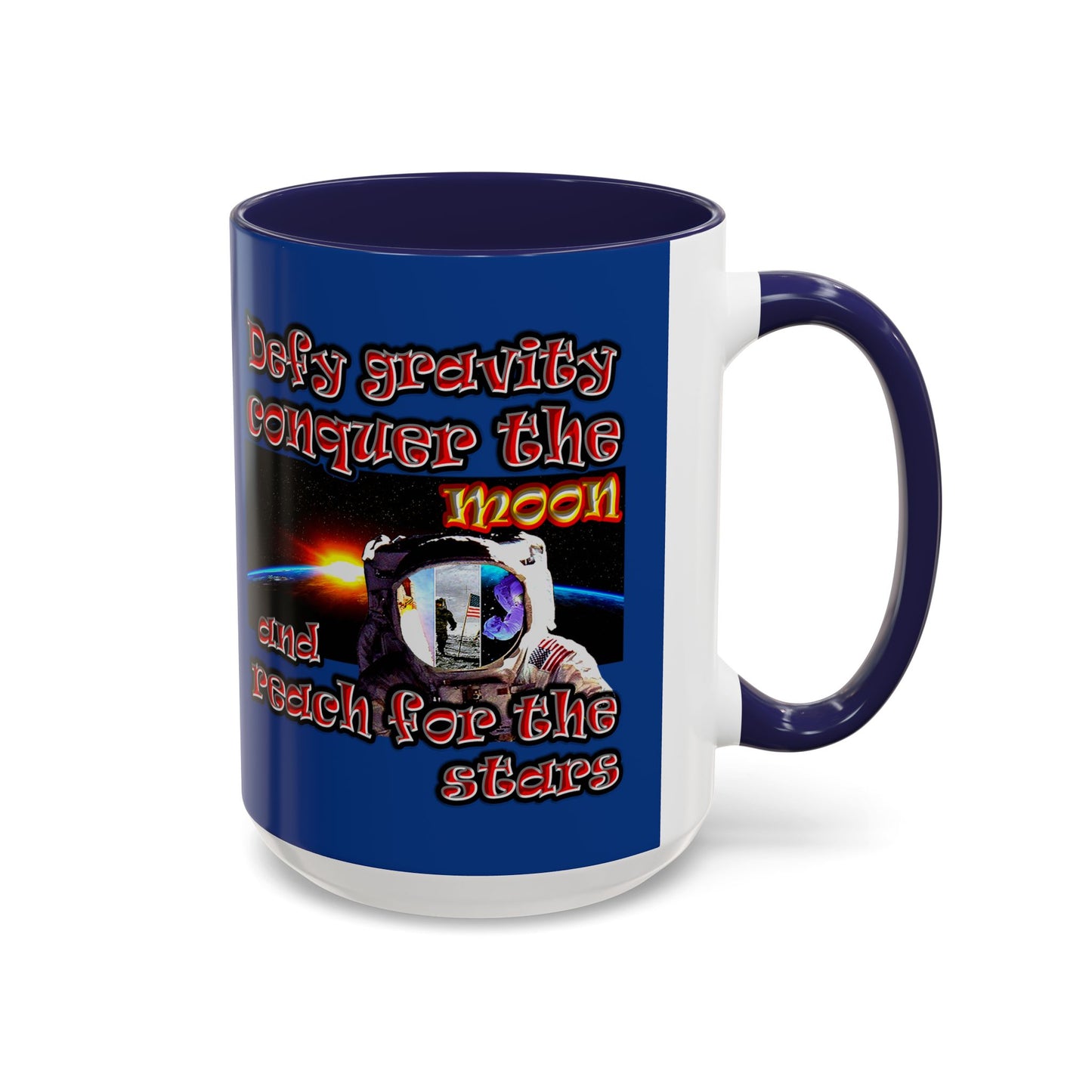 defy conquer reach - Accent Mug (dark blue)