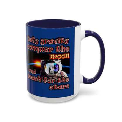defy conquer reach - Accent Mug (dark blue)