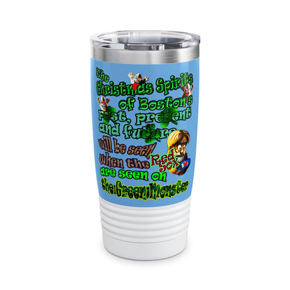 christmas spirits of boston - Ringneck Tumbler, 20oz (light blue)