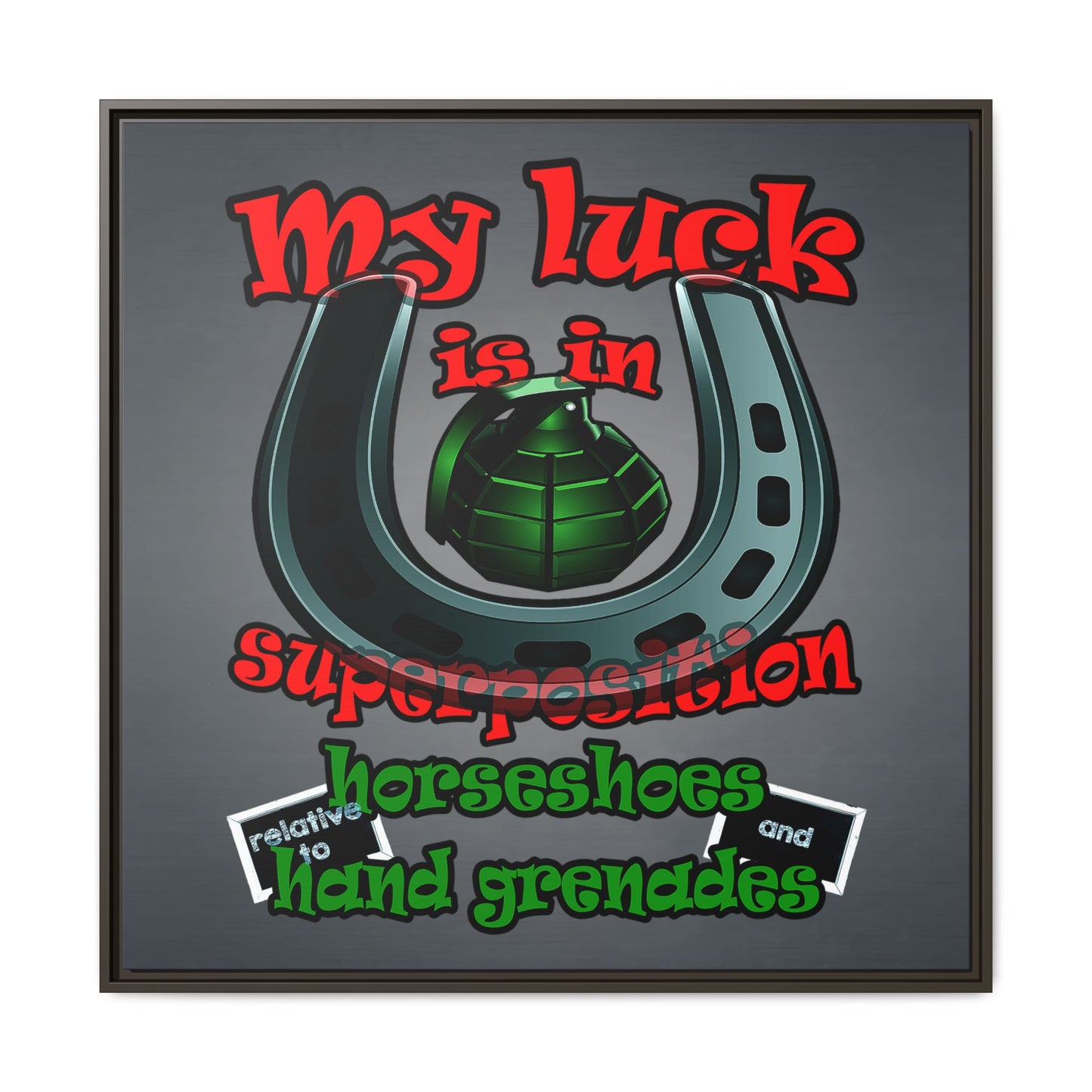 my luck - framed canvas art (grey-light grey)