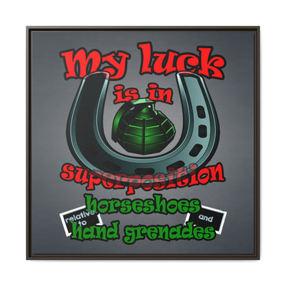 my luck - framed canvas art (grey-light grey)