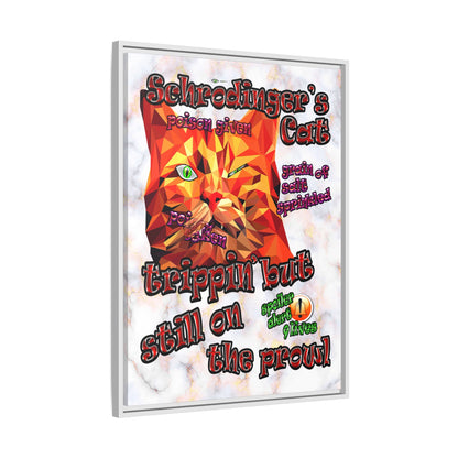 schrodinger's cat - framed canvas art (white marble)