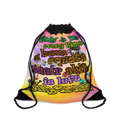 the bum's shit - Drawstring Bag (color blur)