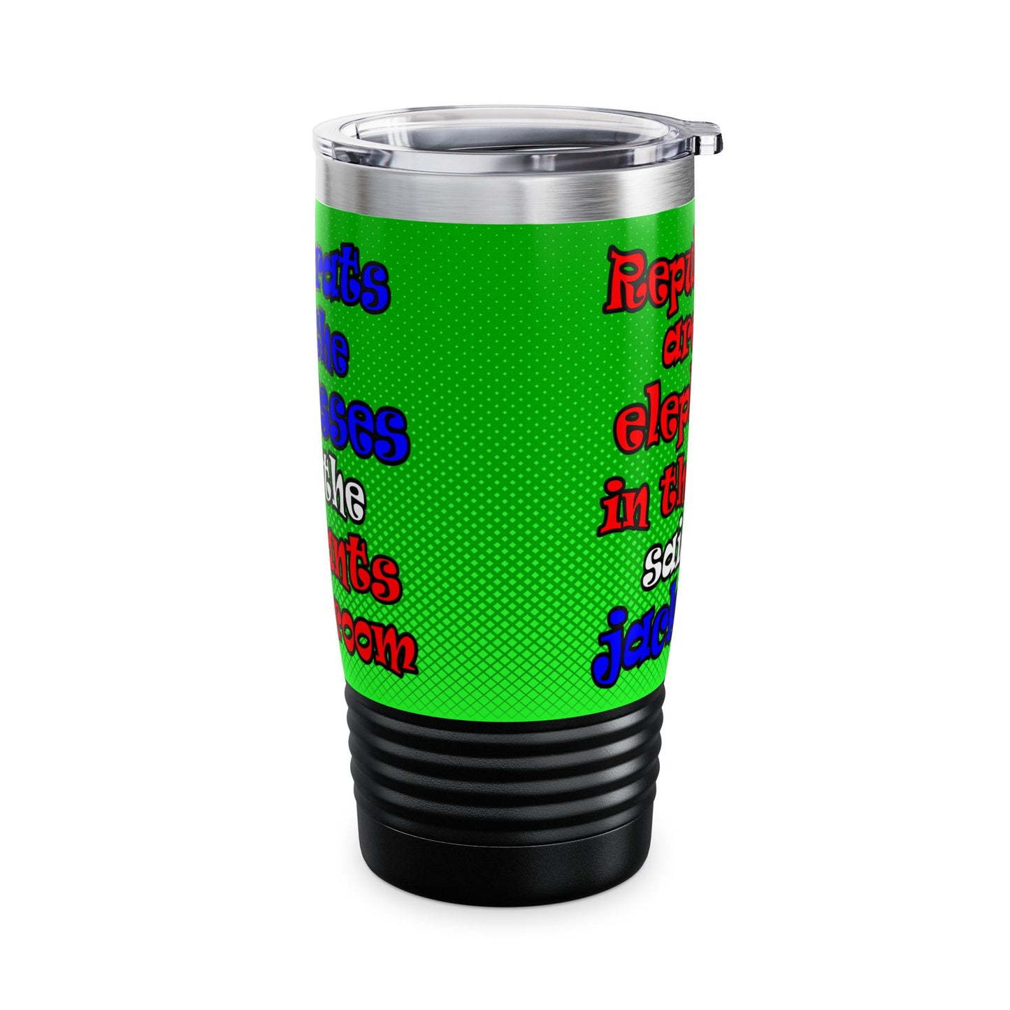 donkeys and elephants - Ringneck Tumbler, 20oz (logo green)