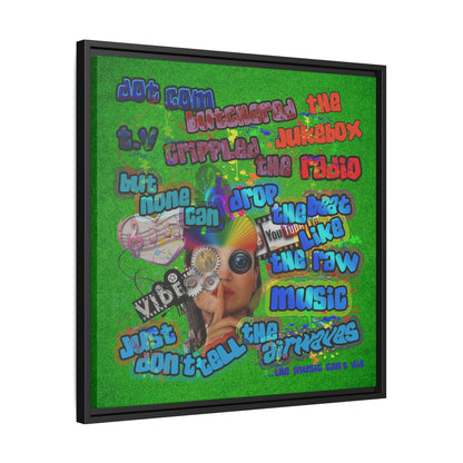 drop the beat - framed canvas art (green turf)