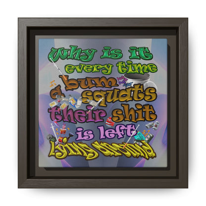 the bum's shit - framed canvas art (grey-pink wave)