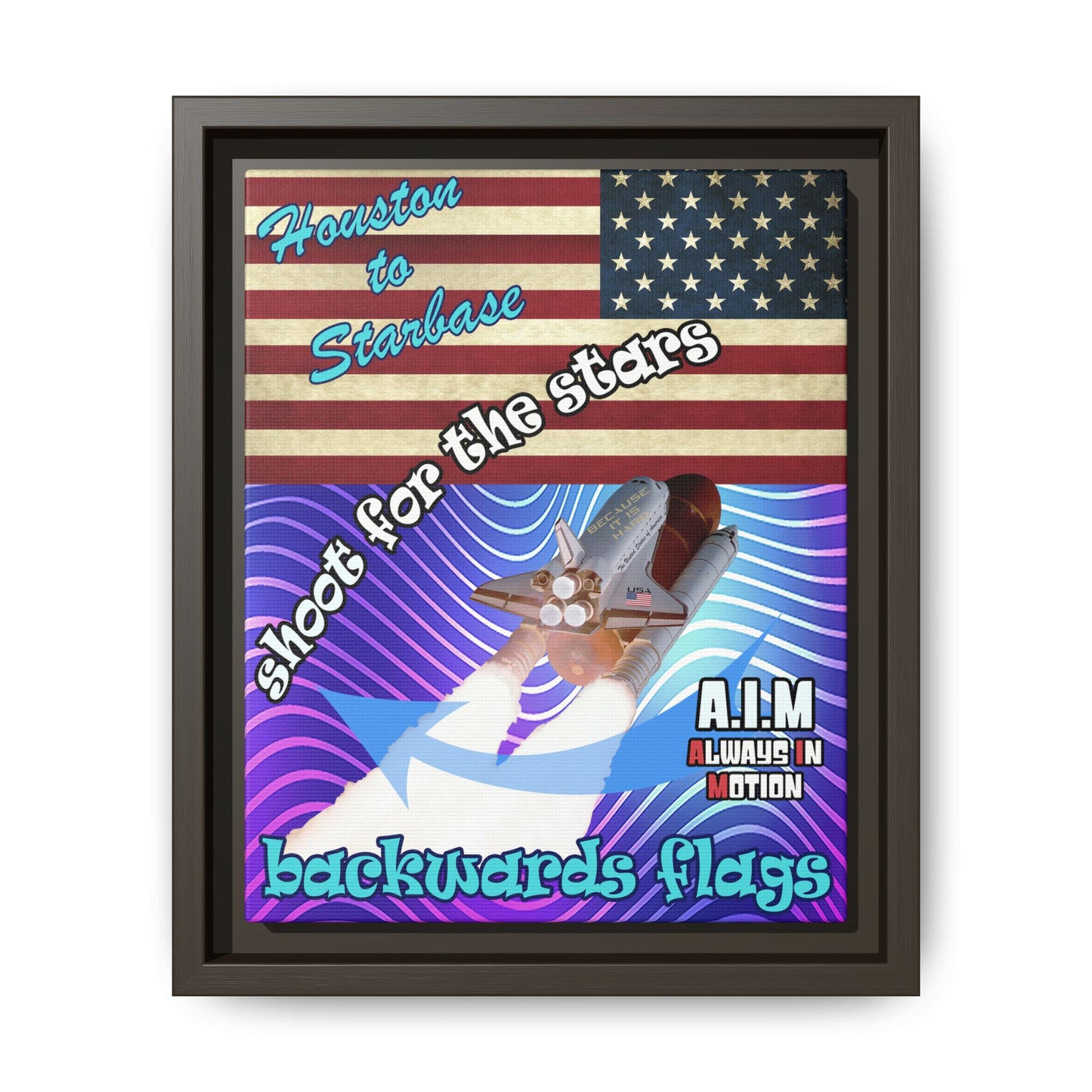 shoot for the stars - framed canvas art (purple wave)