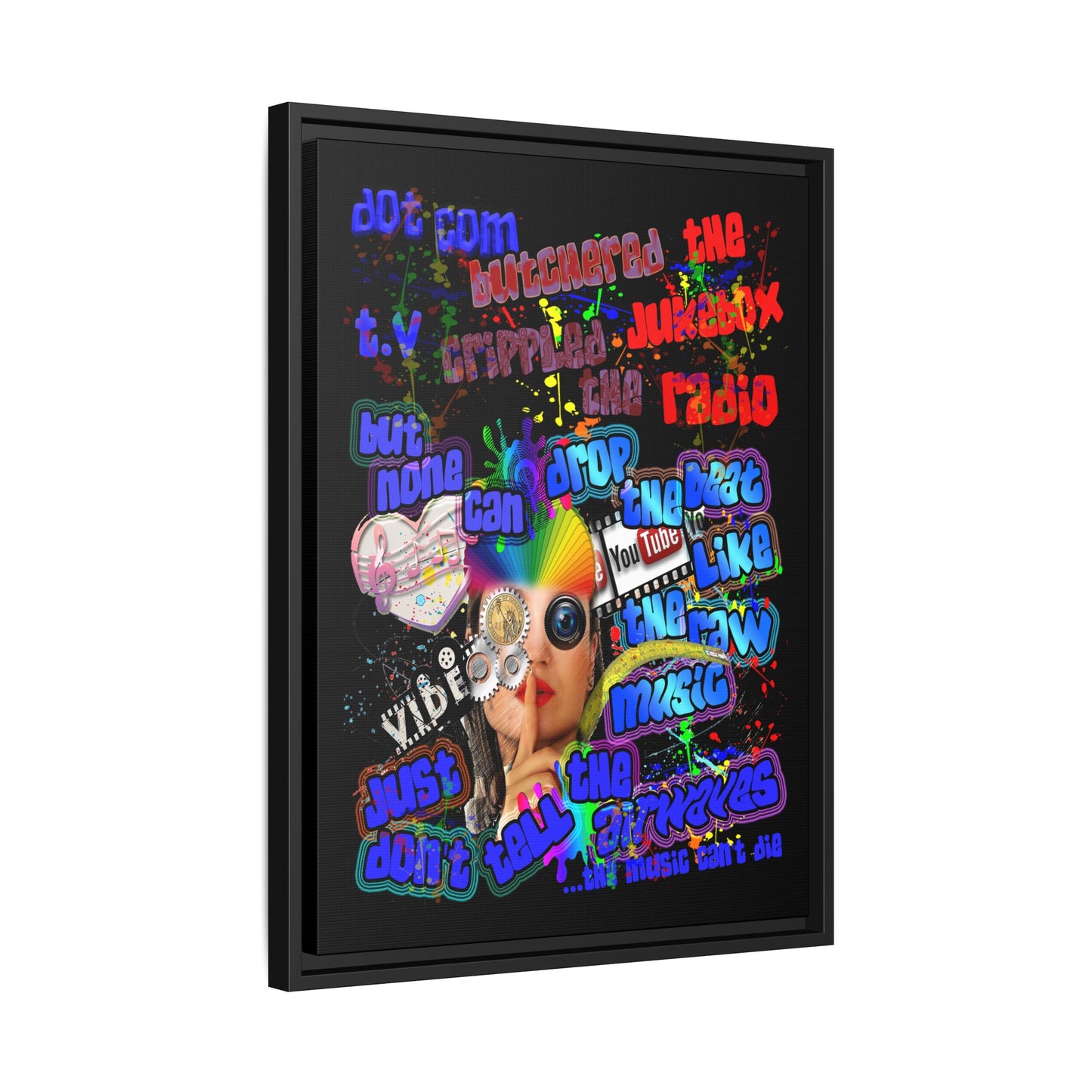 drop the beat - framed canvas art (black)