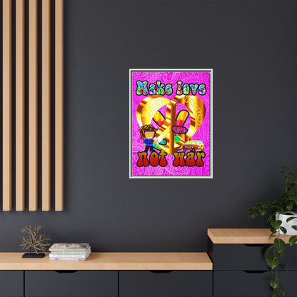 love peace - framed canvas art (pink swirl)