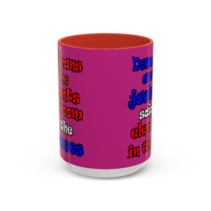 donkeys and elephants - Accent Mug (pink)
