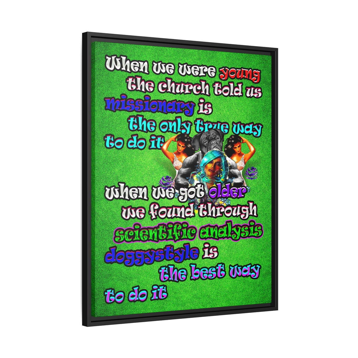 doggystyle - framed canvas art (green turf)