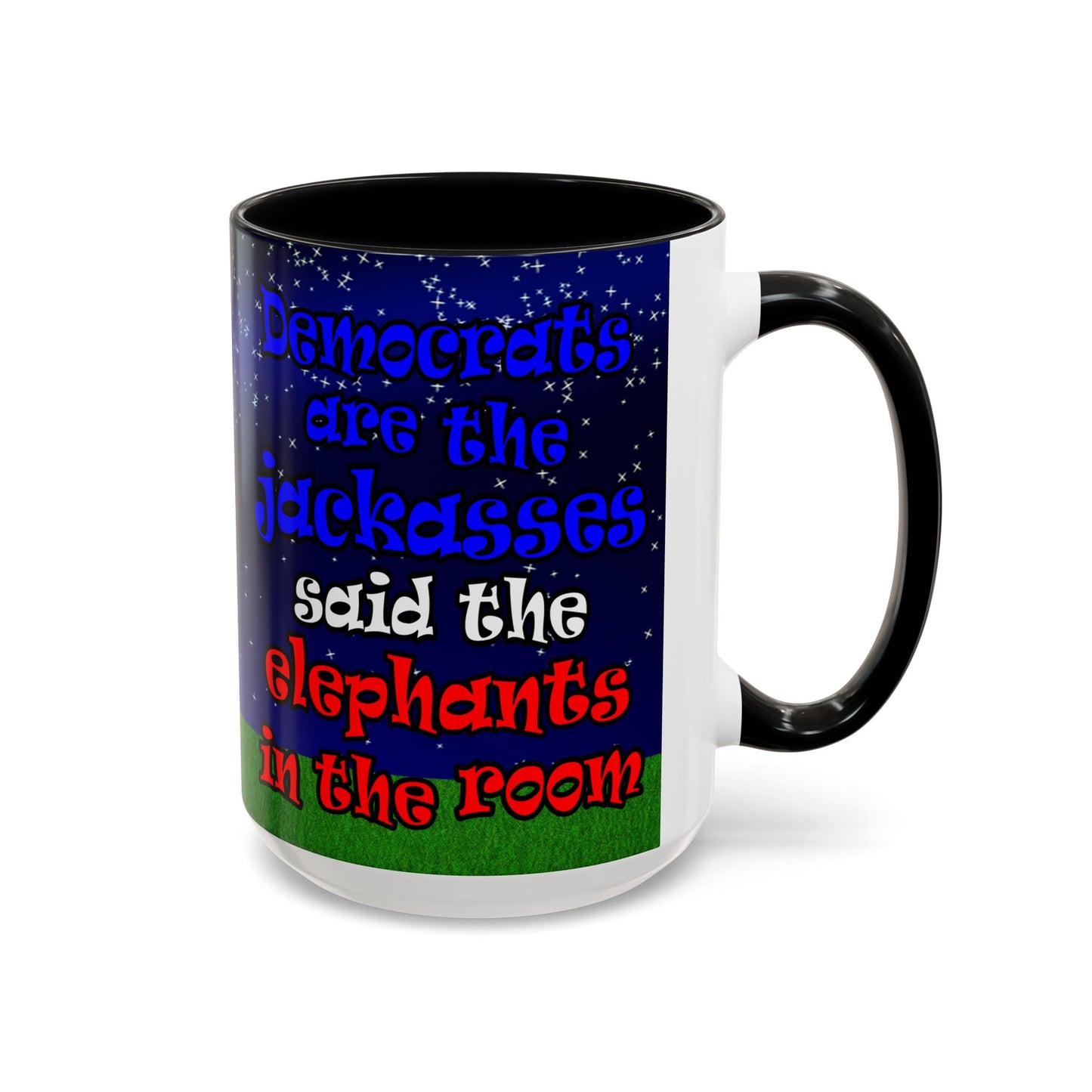 donkeys and elephants - Accent Mug ('snoops' background)