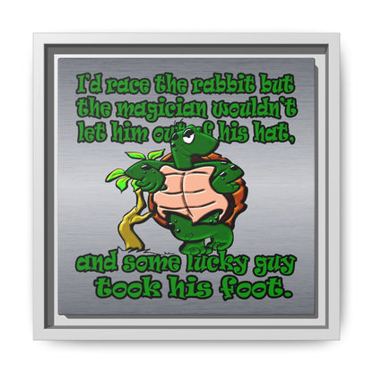 turtle race - framed canvas art (brushed nickel)