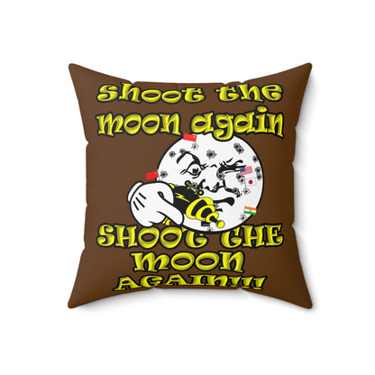 shoot the moon again - Spun Polyester Square Pillow - (brown)