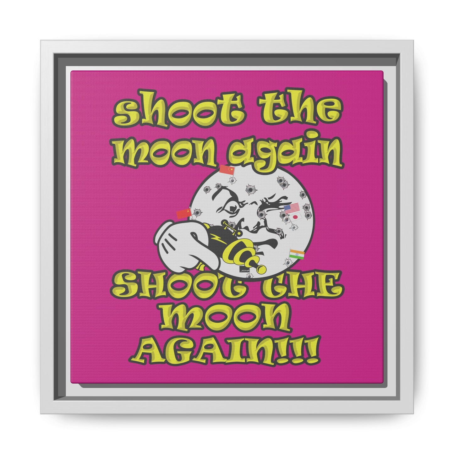 shoot the moon again - framed canvas art (pink)