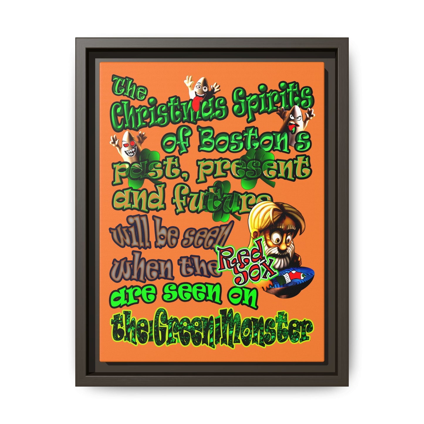 christmas spirits of boston - framed canvas art (crusta)