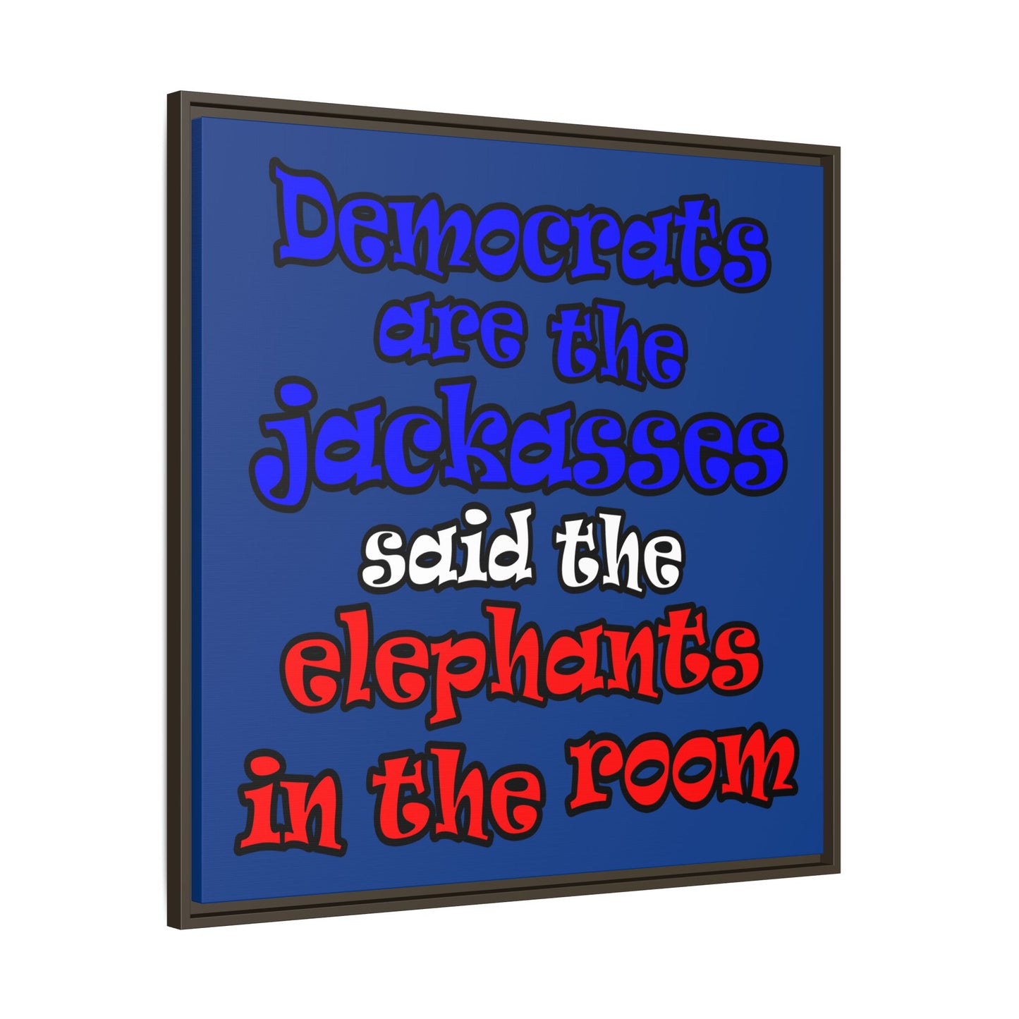 donkeys and elephants - framed canvas art (dark blue)