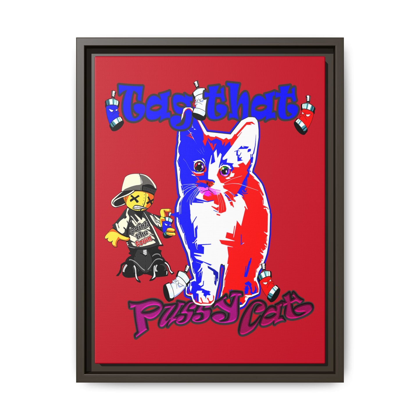 tag that - framed canvas art (dark red)