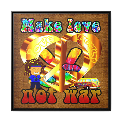 love peace - framed canvas art (brown papyrus)