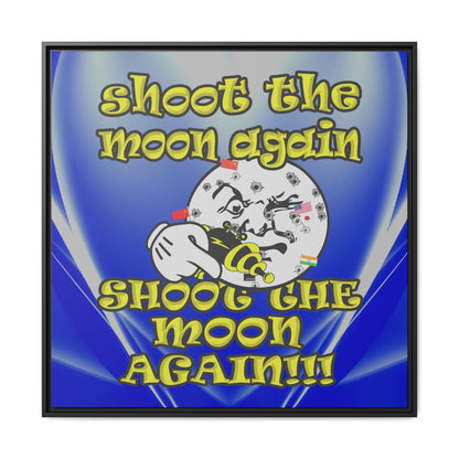 shoot the moon again - framed canvas art (blue-white wave)