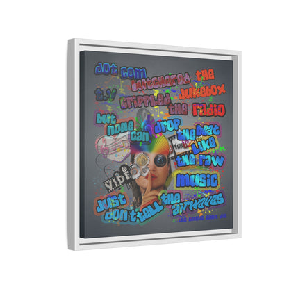 drop the beat - framed canvas art (grey-light grey)