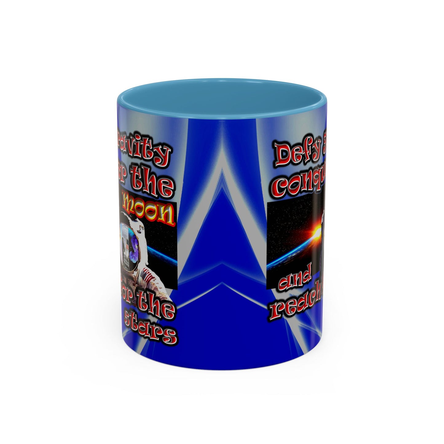 defy conquer reach - Accent Mug (blue-white wave)
