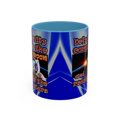 defy conquer reach - Accent Mug (blue-white wave)