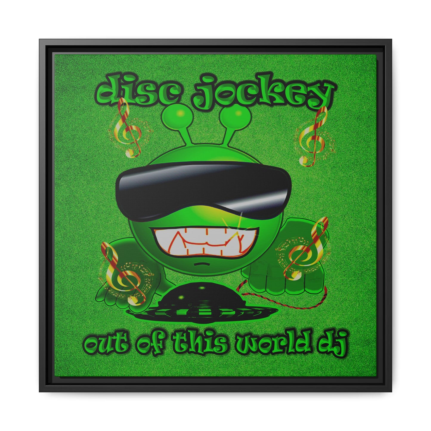 disc jockey - framed canvas art (green turf)