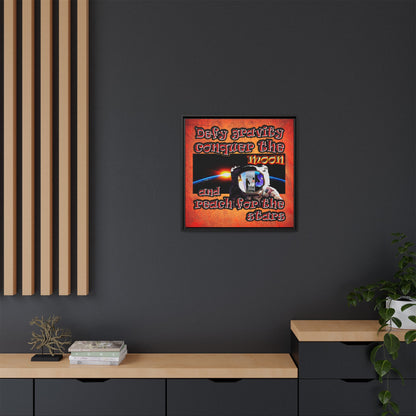 defy conquer reach - framed canvas art (burnt orange)