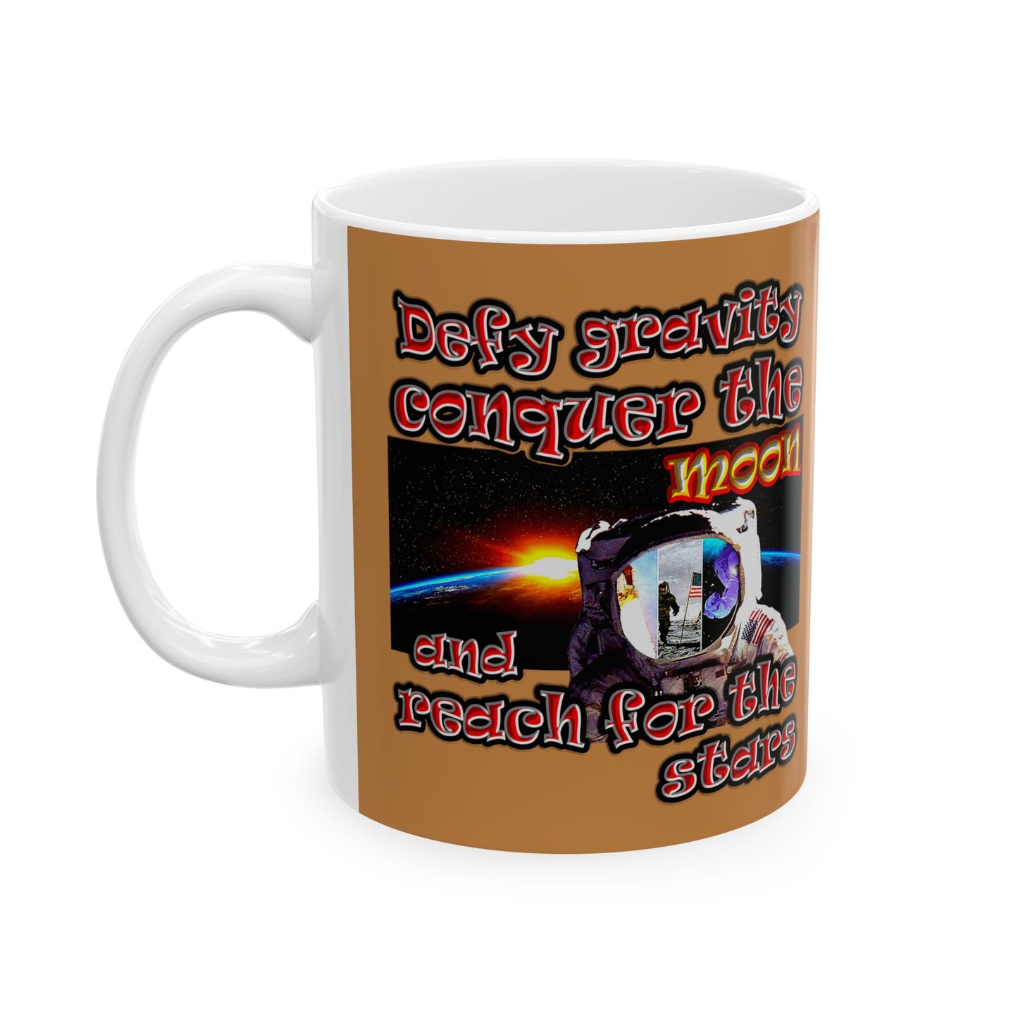 defy conquer reach - White Mug (light brown)