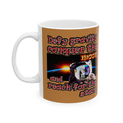 defy conquer reach - White Mug (light brown)