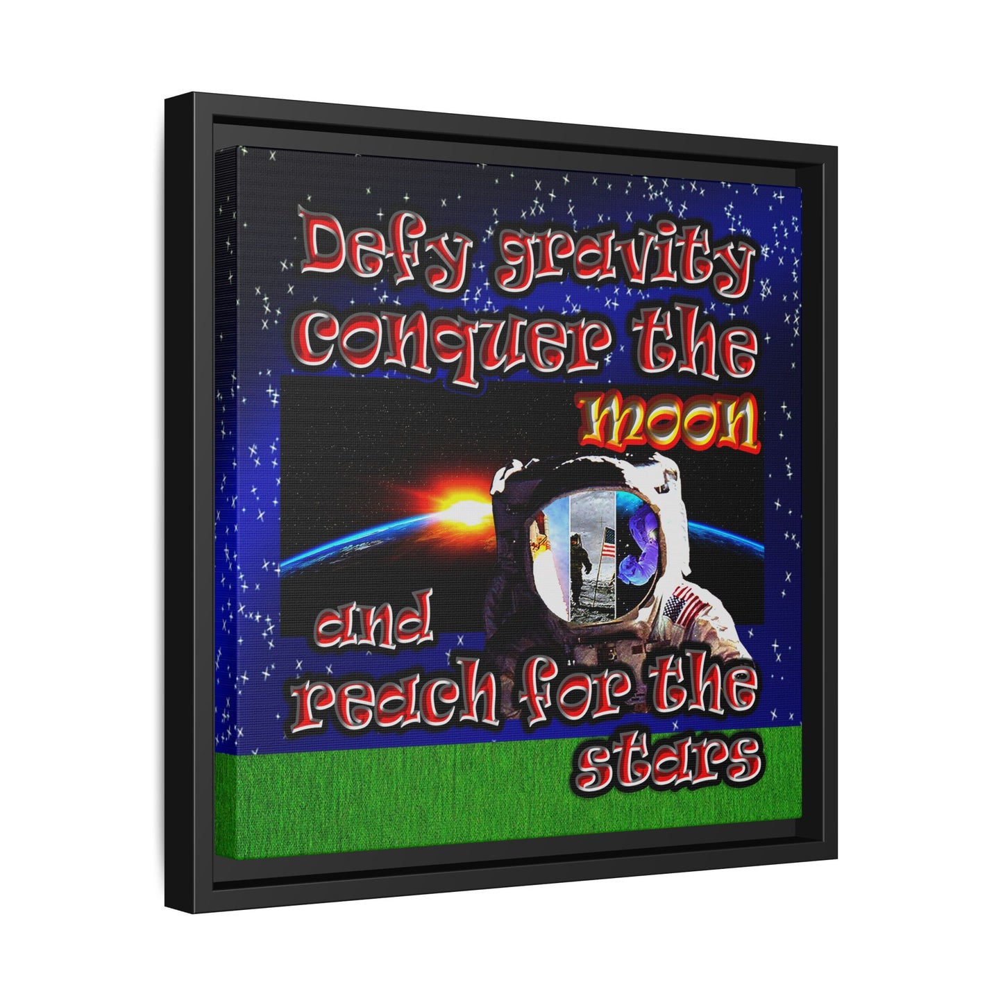 defy conquer reach - framed canvas art ('snoops' background)
