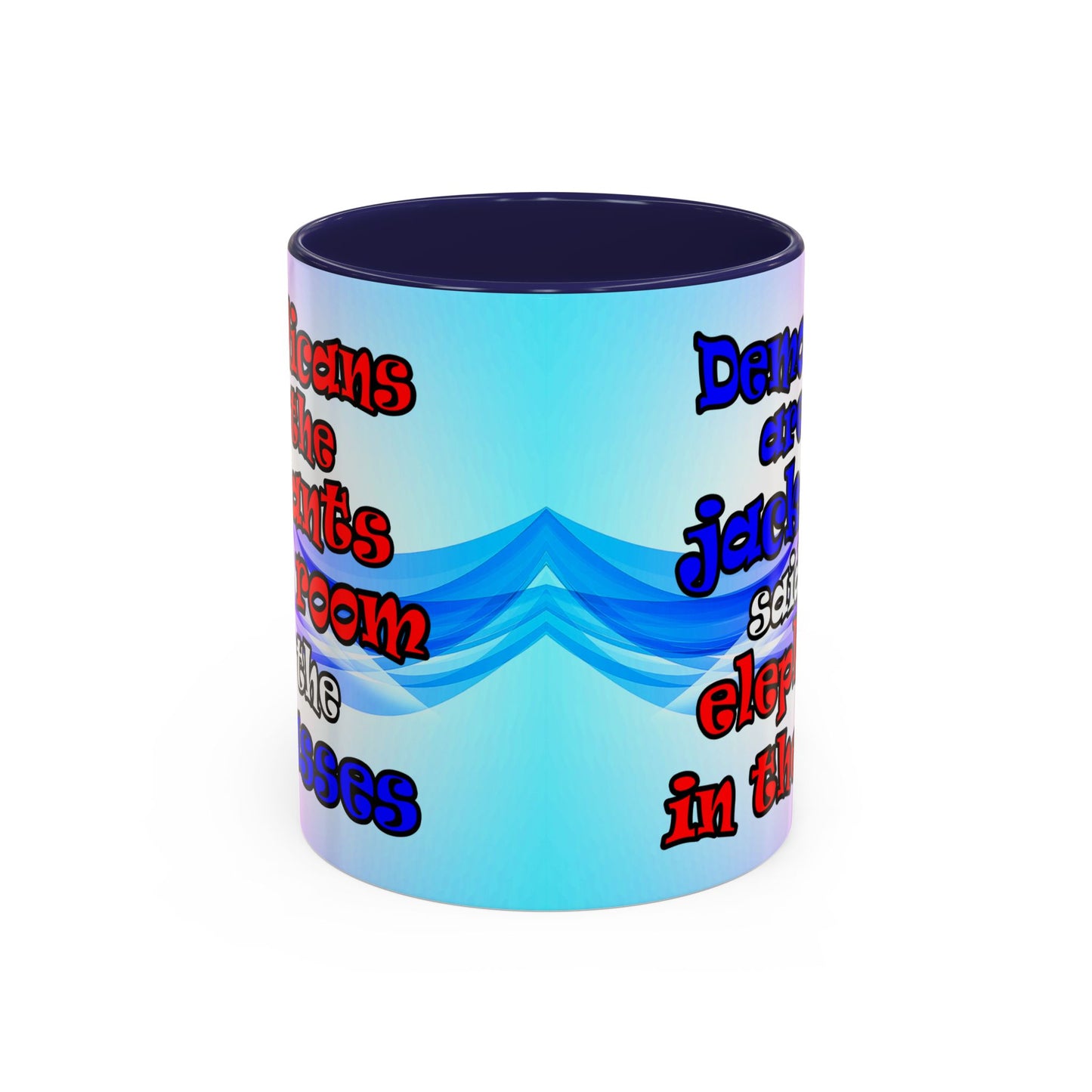 donkeys and elephants - Accent Mug (light blue-pink wave)