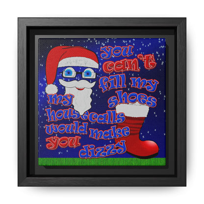 santa's shoes - framed canvas art ('snoops' background)