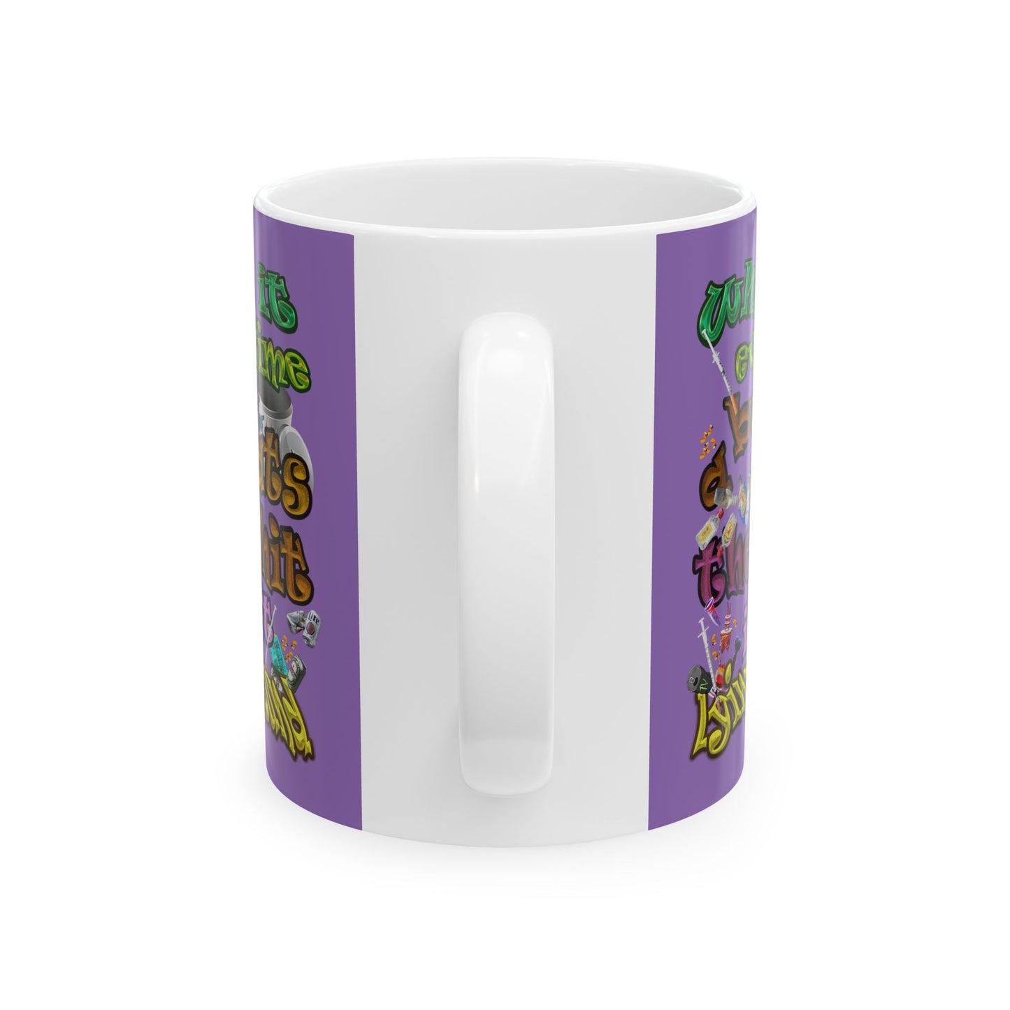 the bum's shit - White Mug (light purple)