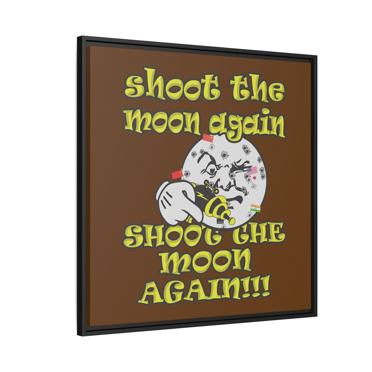 shoot the moon again - framed canvas art (brown)
