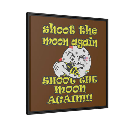 shoot the moon again - framed canvas art (brown)