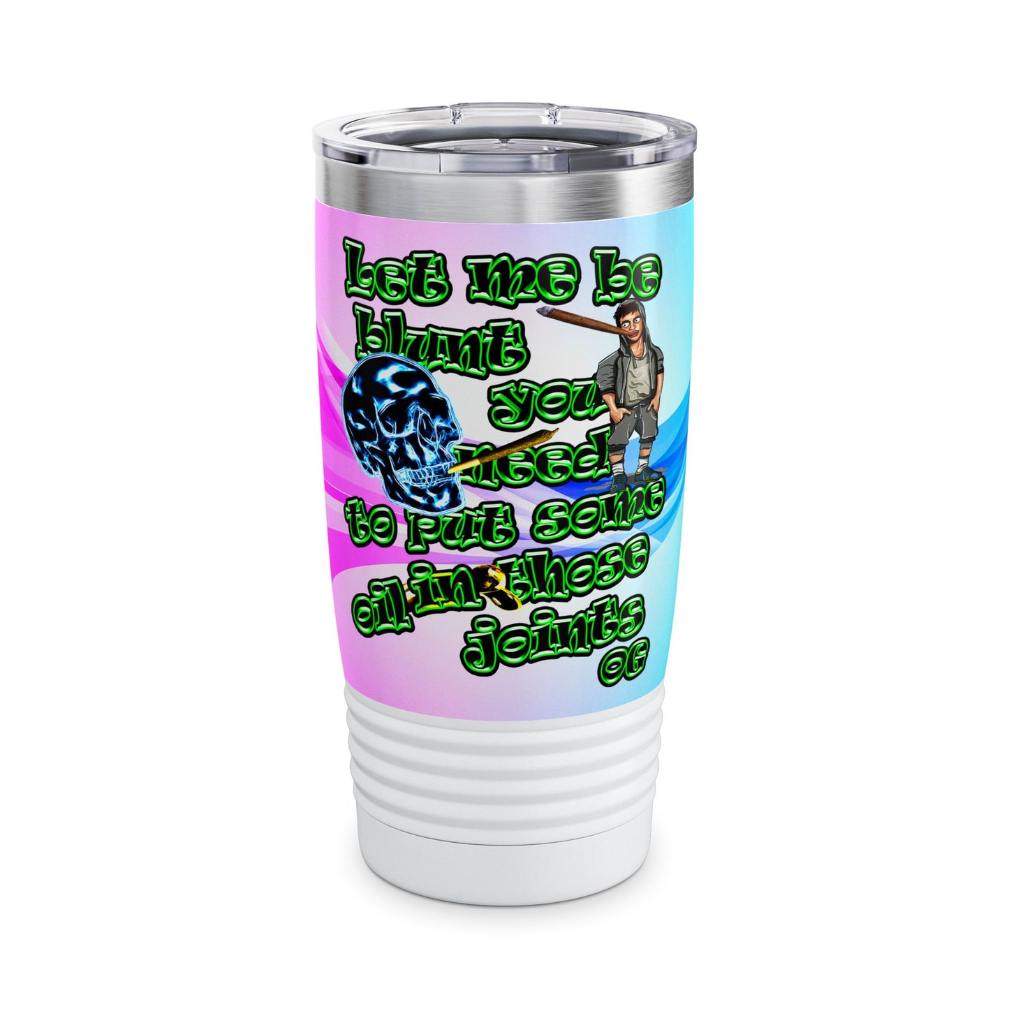 og - Ringneck Tumbler, 20oz (light blue-pink wave)