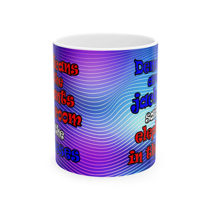 donkeys and elephants - White Mug (purple wave)