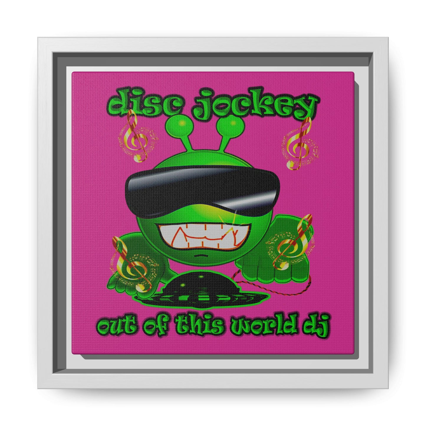 disc jockey - framed canvas art (pink)