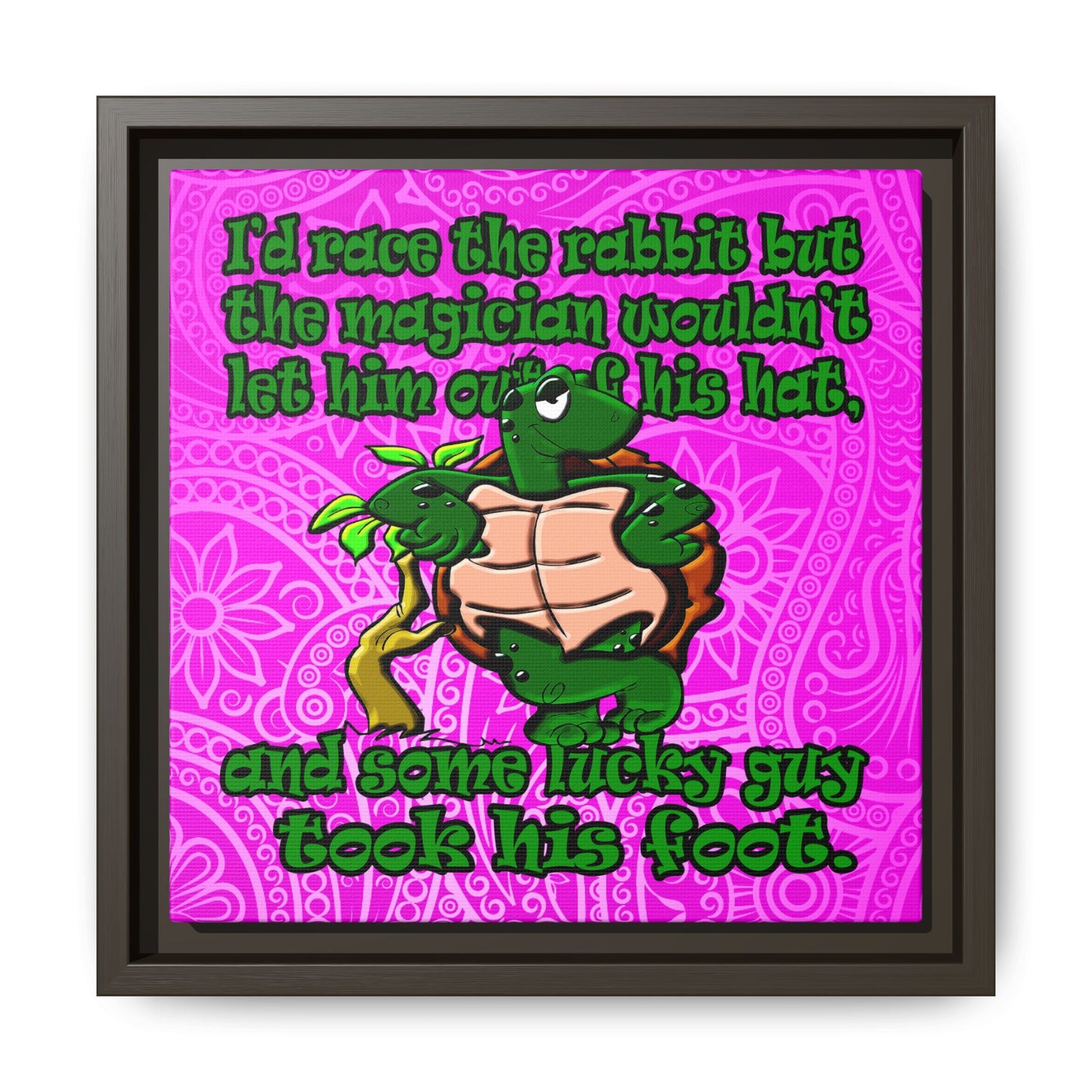 turtle race - framed canvas art (pink swirl)