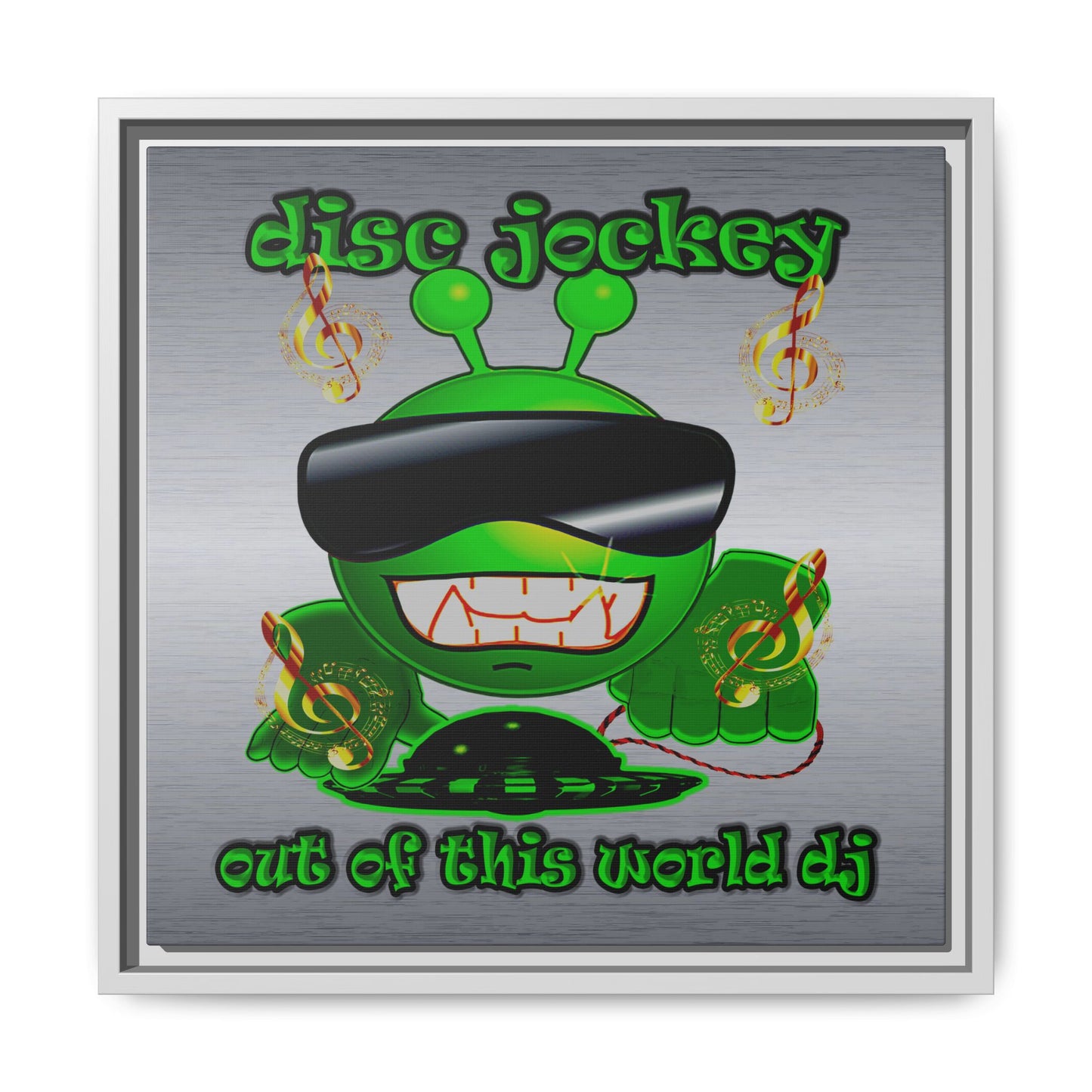 disc jockey - framed canvas art (brushed nickel)
